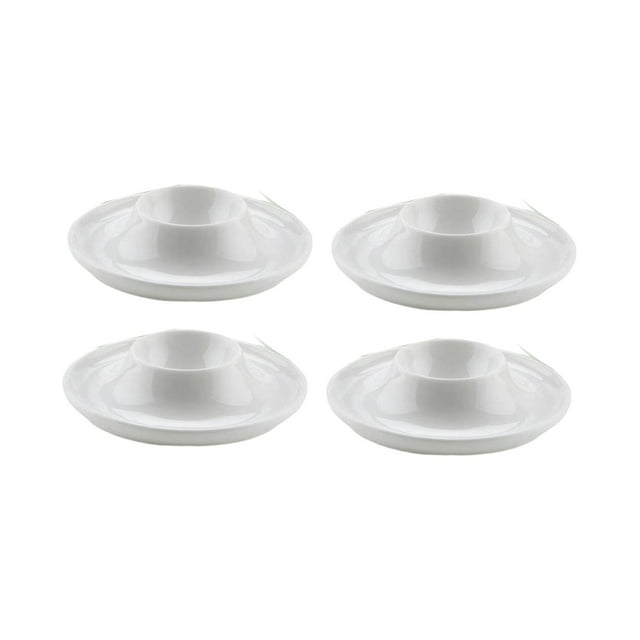 4 contenedores de almacenamiento para huevos, bandejas decorativas y de organización única. Redondo blanco