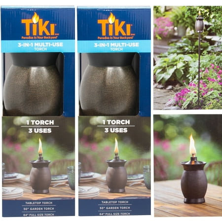 3 In 1 Tiki Torches 8 Inch Outdoor Table Lamp 50 Garden Torch Image 1 Of 5