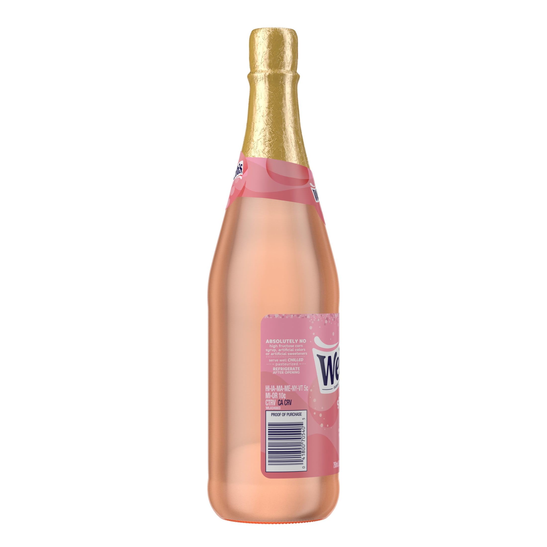 (12 pack) Welch's Non-Alcoholic Sparkling Rosé Grape Juice Cocktail, 25.4 fl oz Bottle