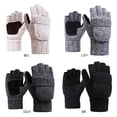thumbnail image 3 of Winter Gloves for Men & Women Fingerless Mittens Wool Gloves Flap Cover Knitted Convertible Mittens Sport Fishing Gloves, 3 of 13