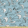 thumbnail image 1 of Kites Fabric by the Yard, Funny Doodle Kiteboarding Wind Surfing Extreme Sports Sketch Art, Upholstery Fabric for Dining Chairs Home Decor Accents, 1 Yard, Pale Blue White by Ambesonne, 1 of 4