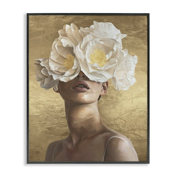 Stupell Industries Surreal Flower Lady People Painting Black Framed Art Print Wall Art, 11 x 14