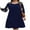 Navy Blue, variant on Cuteduck Women Plus Size Fall Plaid Dress Long Sleeve Round Neck Fashion A-Line Casual Midi Dress 1X-4X