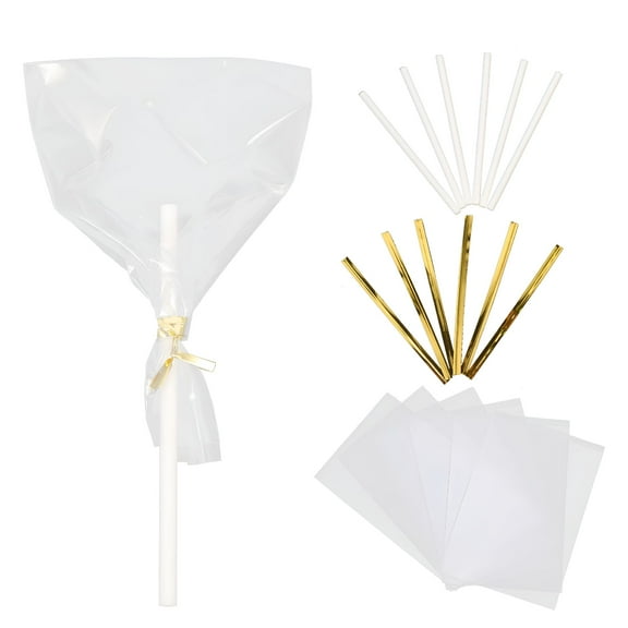 ACDANC 1 Set of Transparent Treat Bags for Lollipop Sticks Candy Wrapping and Cake Pop Treats