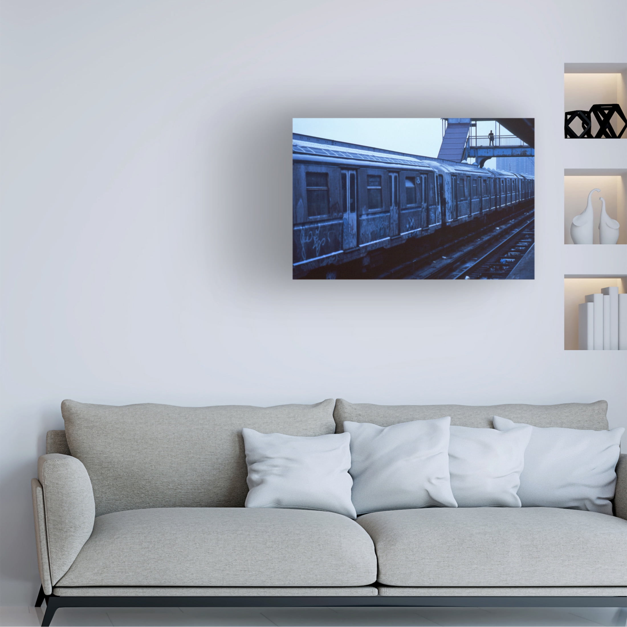 Canvas Wall Art - Dieter Matthes 'The Train From The Series Qnew York Bluesq ' Wall Art for Living Room, Bedroom, or Office Décor by Trademark Fine Art - 32 x 22 Inches