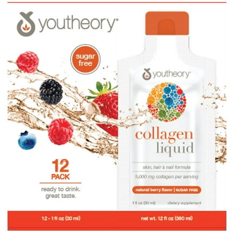 Youtheory Collagen Liquid Packets, Natural Berry, 12 Count