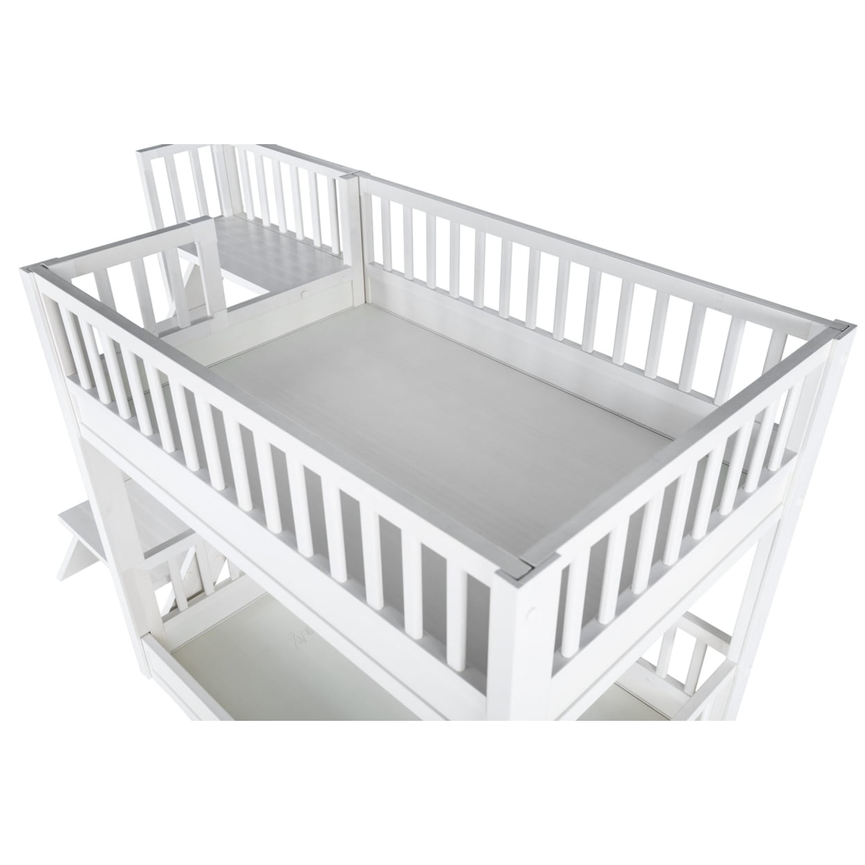 `New Age Pet ECOFLEX Aspen Dog Bunk Bed in Antique White, Two Memory Foam Cushions
