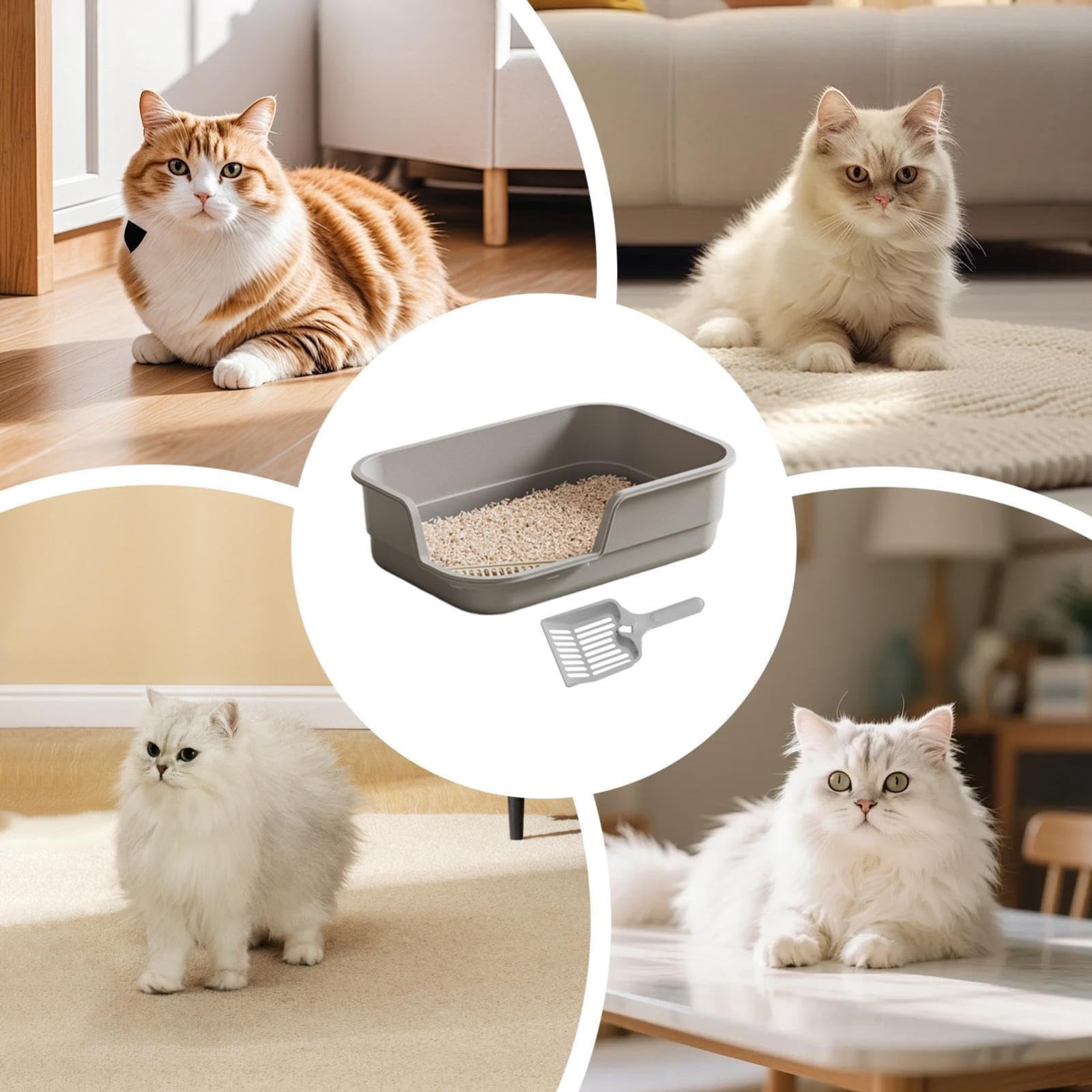 Extra Large Semi Enclosed Cat Litter Box High Sides Low Entry Open Top Kitty Toilet Splash Control for Senior Cats Kittens Multi Cat Home Apartment Senior Cats Multi Cat Clean Home Litter Control