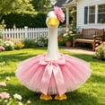 thumbnail image 4 of SHENGXINY Porch Goose Outfit, Layered Tulle Tutu with Ruffled Lace Headband for Patio Courtyard Entryway Home Decorations Pink 23 in, 4 of 5