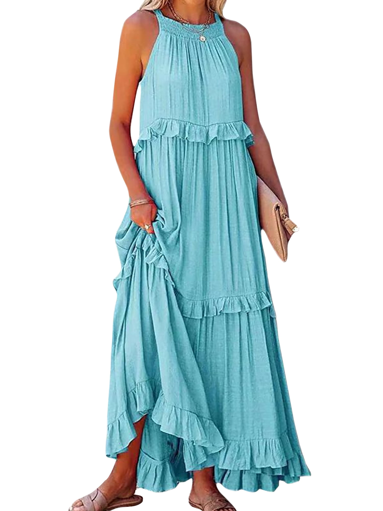 Frontwalk Maxi Dresses for Women Loose Fit Summer Beach Dresses