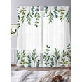 thumbnail image 4 of Eucalyptus Leaves Semi Sheer Curtains 108 Inch Length 2 Panels Set,Spring Pastoral Botanical Leaf Watercolor Sheer Kitchen Curtain Privacy Window Curtain for Living Room Bedroom Rod Pocket Drapes, 4 of 7