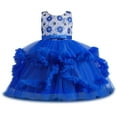 thumbnail image 2 of Zpanxa Toddler Girls Princess Dress, Little Girls Party Wedding Dress, Bow Tie Lace Flowers Mesh Tufted Dress, Kids Pageant Flower Girl Sleeveless Dress, Birthday Gifts for Girls Blue (7-8 Years), 2 of 8