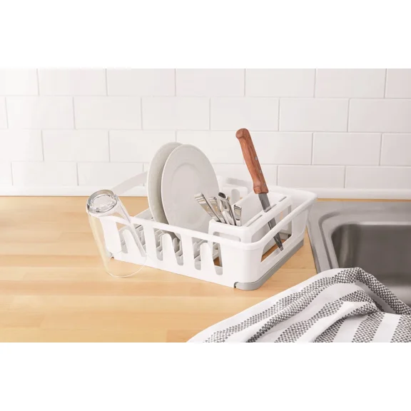 Dish Drying Rack - Expandable White, Utensil Holder For Kitchen Counter Use