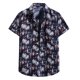 thumbnail image 1 of Blusa informal de manga corta con botones y estampado de playa para hombre Pompotops  oipoqjl48571, 1 of 4