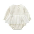 thumbnail image 2 of Seyurigaoka Baby Girls Long Sleeve Romper with Bow Headdress Mesh Lace Clothing, 2 of 7