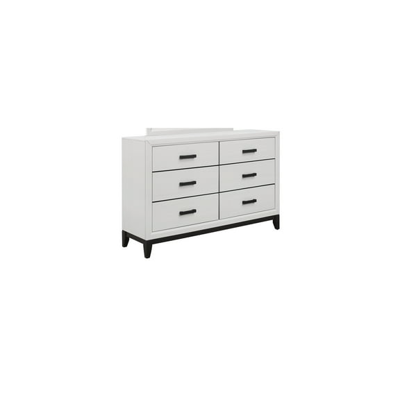 Global Furniture USA Kate White and Black 6-Drawer Wood Bedroom Dresser