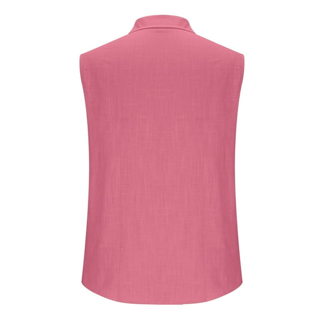 Yuyuzo Mens Sleeveless Button down Shirts Cotton Linen Summer Beach Basic Tank T-Shirt Tops