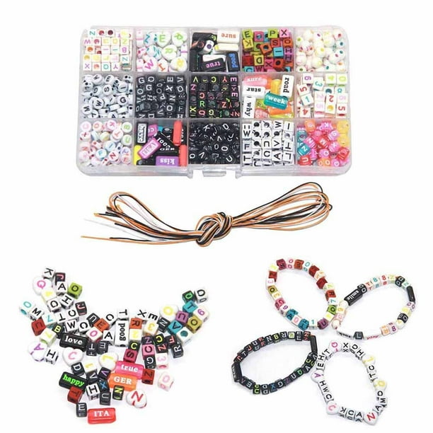 unbranded 500Ud Accesorios Para Bisutería Con Acrílicas De Letras Alfabeto En Colores Surtidos Para Pulseras