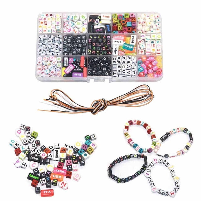 unbranded 500Ud Accesorios Para Bisutería Con Acrílicas De Letras Alfabeto En Colores Surtidos Para Pulseras