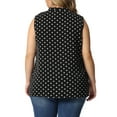 thumbnail image 3 of Agnes Orinda Women's Plus?Size?Tops Polka Dots Tie?V Neck Sleeveless Classic Blouses 1X Black, 3 of 6
