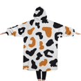 thumbnail image 2 of Oversized Wearable Blanket Hoodie,White and Orange Of Leopard Print Sherpa Blanket Hoodie with Super Pockets,Super Warm Fuzzy Pullover for Women & Men, 2 of 6