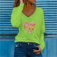 thumbnail image 2 of Pompotops Chandail T-Shirt pour Femme à Col en V Décontracté à Manches Longues avec Imprimé et Coutures « Love Sweater », 2 of 4