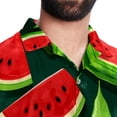 thumbnail image 5 of Watermelon Men's Casual Printed Poplin Short Sleeve Button Down Beach Shirt with Spread Collar Top, 5 of 6