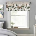 thumbnail image 3 of White Blanc Window Valance for Kitchen, Watercolor Flower Floral Plants Barn Gate Farmhouse Rod Pocket Short Curtain for Small Windows, Light Filtering Decorative Valance, 42 x 12 Inch, 1 Panel, 3 of 6