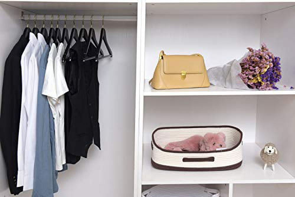 Quality Black Wooden Hangers - Slightly Curved Hanger Set of 30-Pack - Solid Wood Coat Hangers with Stylish Chrome Hooks - Heavy-Duty Clothes, Jacket, Shirt, Pants, Suit Hangers (Black-Gold Hook, 30)