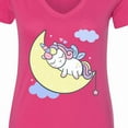 thumbnail image 4 of Inktastic Unicorn Moon Women's V-Neck T-Shirt, 4 of 5