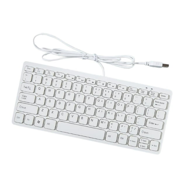 jesticaly USB Wired Keyboard Small Comfortable Typing Computer Office Black for Home Desktop White 285x122x21mm