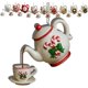 thumbnail image 2 of Adorno navideño vintage de tetera con efecto de té vertido | Decoración festiva para taza de té con acebo y frutos rojos | Regalo navideño para amantes del té y coleccionistas, 2 of 3