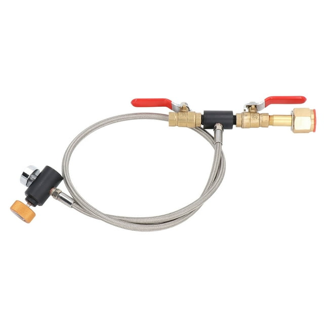 CO2 Adapter Hose, Easy To Install Stainless Steel Braid Dual Valve Control G1/2 Cylinder Refill Adapter with Pressure Gauge for Soda Maker Filling