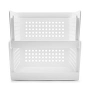 Mainstays Open-Front Stackable Closet Storage Organizer Bin with Breathable Holes, White Plastic