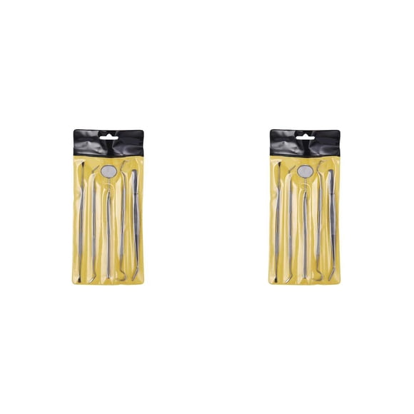 Qarigey Juego de espejos bucales Kit de removedor de placa de acero inoxidable Herramientas de limpieza de portátiles, 5 piezas 5 piezas 2piezas