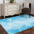 thumbnail image 3 of 3'x5' Rug for Living Room Bedroom, Blue Ombre Coastal Washable Area Rugs Non-Slip Carpet Mats, Sea Nautical Summer Beach Starfish Coral Indoor Low Pile Area Rug Runner for Kitchen, Mudroom, 3 of 8