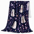 thumbnail image 2 of Ghost Pumpkin Scene Ghosts And Pumpkins Spooky Holiday Art Halloween Lovers Playful Harvest Motif Warm Flannel Blanket, Halloween Gift for Living Room and Family Room Home Decor, 2 of 9