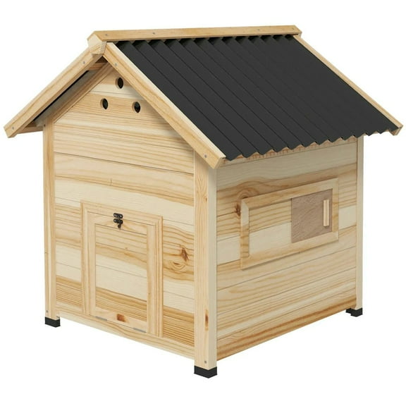 Barara King Large Chicken Coop, Chicken Coop, Outdoor Hen House,Duck Coop, Wooden Duck House with Openable Roof & Double Doors, Natural Wood