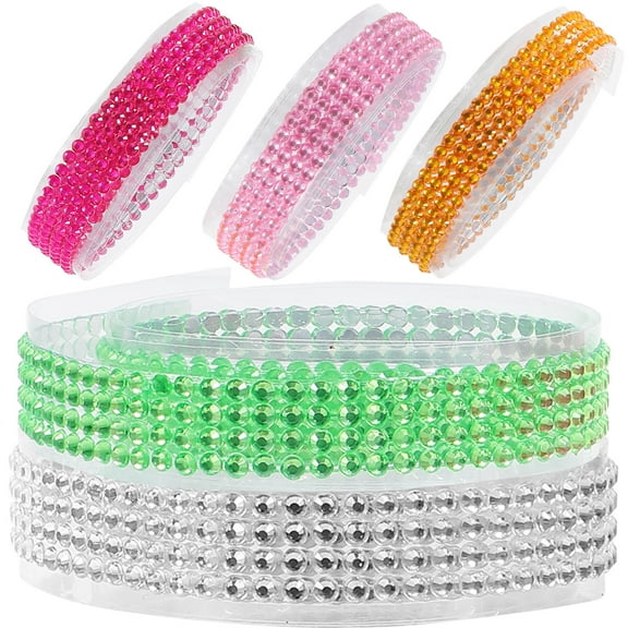 WHAMVOX Assorted Color Acrylic Rhinestone Tape for DIY Projects SelfAdhesive Decoration 5 Rolls