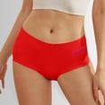 thumbnail image 2 of Alun Women's Ice Silk Panties Smoothing Seamless Breathable Stretchy Mid Waisted Underwear Stylish Hickey Print Soft Comfortable Crotch Briefs for Everyday Wear(B) 2-Red XXL, 2 of 7