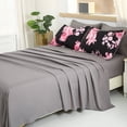 thumbnail image 3 of Flymme Black Comforter Set with Sheets 7-Piece Queen Size Bed in a Bag Pink Floral Print Bedding Set for Women Bedroom Decor, 3 of 8
