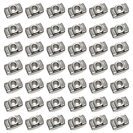 

NICEXMAS 120Pcs European T Nuts M5 T Lock Nuts Hammer Head Mounting Nuts (Silver)
