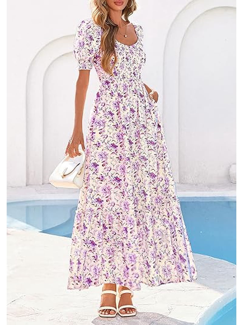 summer flowy bohemian maxi dresses Summer Sunlit Breeze Floral Maxi Sundress