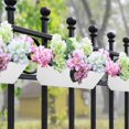 thumbnail image 4 of HLONK 4 Pack Rectangular Fence Planter Box Large Metal Hanging Flower Pots Outdoor Railing Buckets with Detachable Hooks Countryside Style Window Boxes for Balcony Garden - White - By, 4 of 7