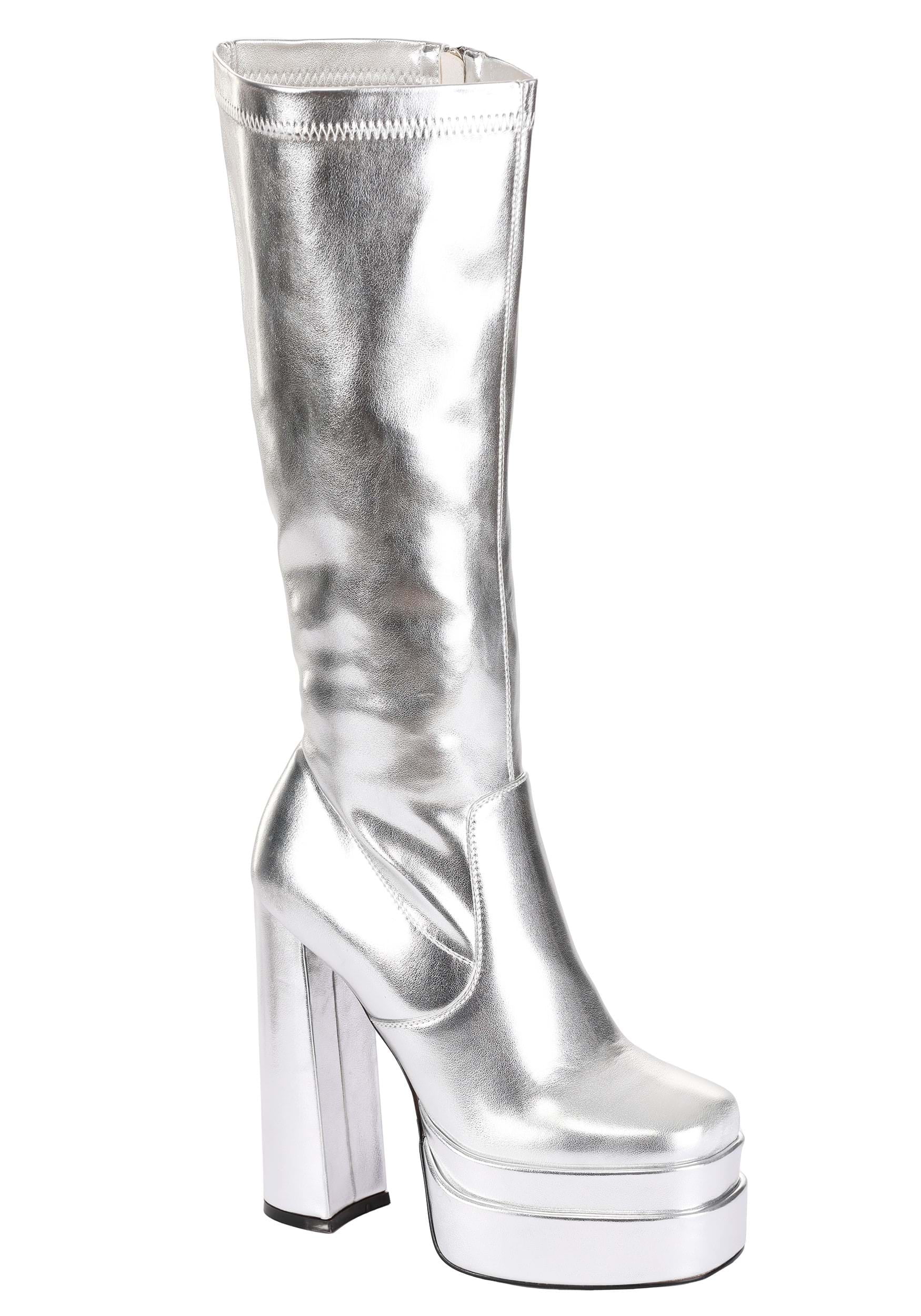 Women's Deluxe Silver Gogo Boots - Walmart.com