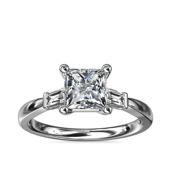 Vivid Jewel Princess Cut 2 Ct VVS1/D Diamond Solitaire Ring - 14K White Gold Over Ring - 3 Stone Engagement Wedding Ring - Gorgeous Anniversary Gift for Women's - Engagement Wedding Bridal Ring