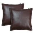 thumbnail image 2 of Lambskin Leather Pillow Cover, Sofa Cushion Case, Home Decor Style for Living Room & Bedroom, Brown 14X14, 2 of 6