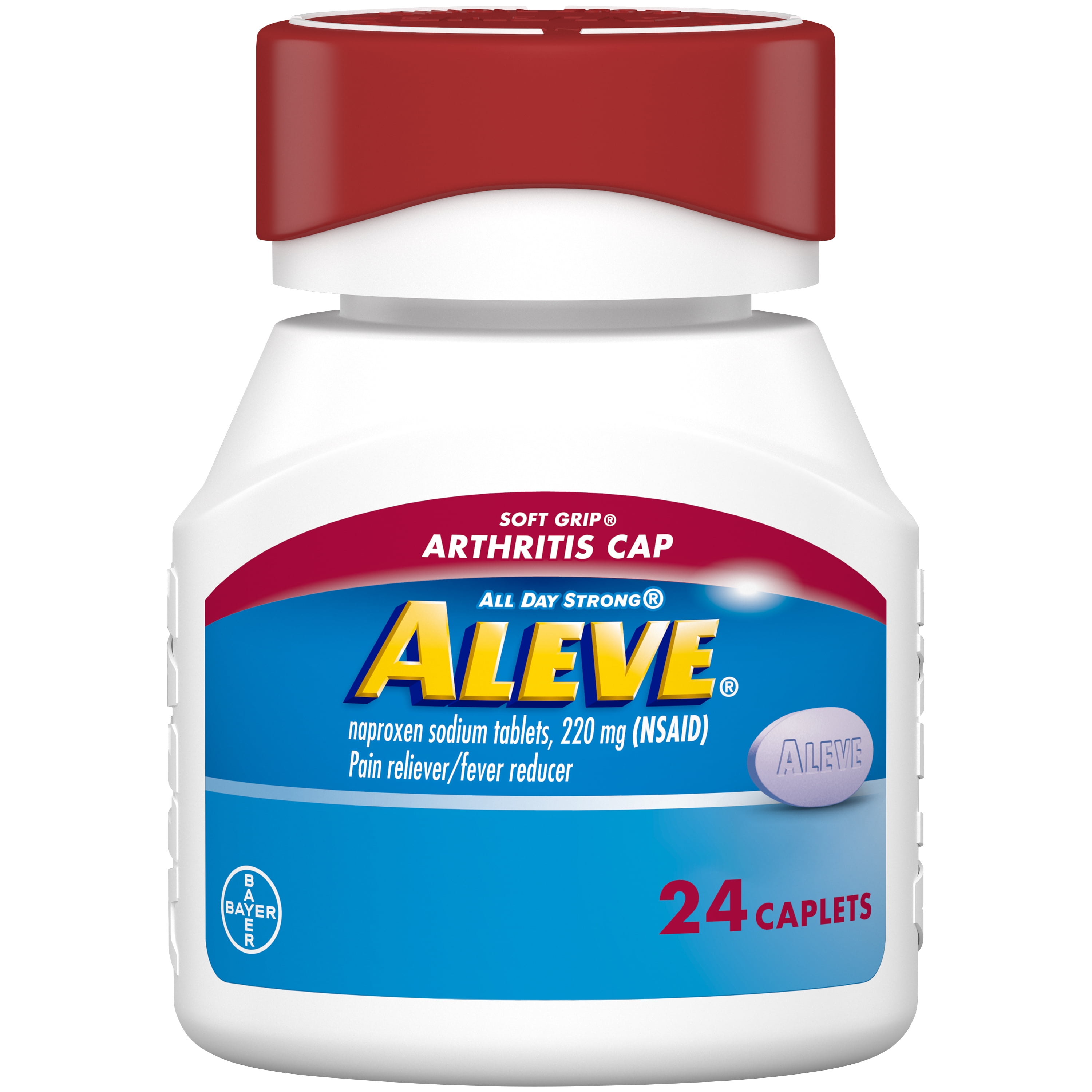 Aleve Pain Relief Naproxen Sodium Caplets with Soft Grip Arthritis Cap ‐ 24 Count