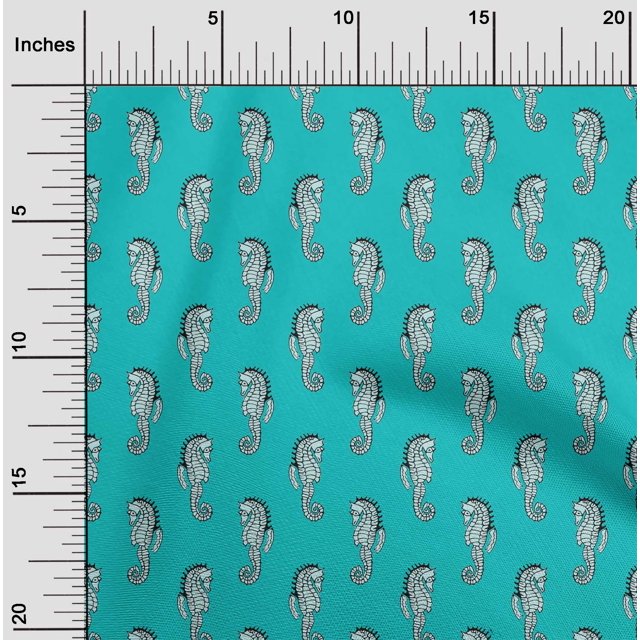oneOone Tissu en Coton Imprimé Hippocampe Bloc 56 Pouces de Large