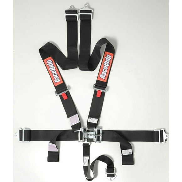 RaceQuip 16.1 SFI Rated Black 5-Point Seat Belt | Latch & Link | Twin Shoulder Belts | Heavy-Duty Hardware